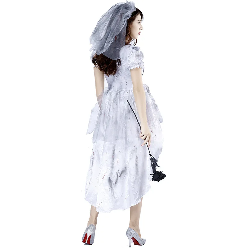 Costume de Cosplay de la Mariée Fantôme et du Marié Maléfique pour Adulte, Effrayant, Suceur de Sang, Zombie, Vampire, Gothique, pour Homme et Femme, pour ixd'Halloween, Robe de Barrage