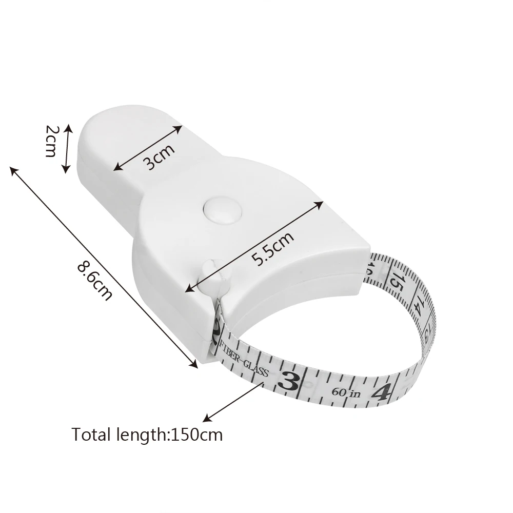 Einziehbares Lineal, Körperfett, Gewichtsverlust, Messen für Fitness, genaues Werkzeug, Messschieber, Maßband, Messwerkzeug, 150 cm