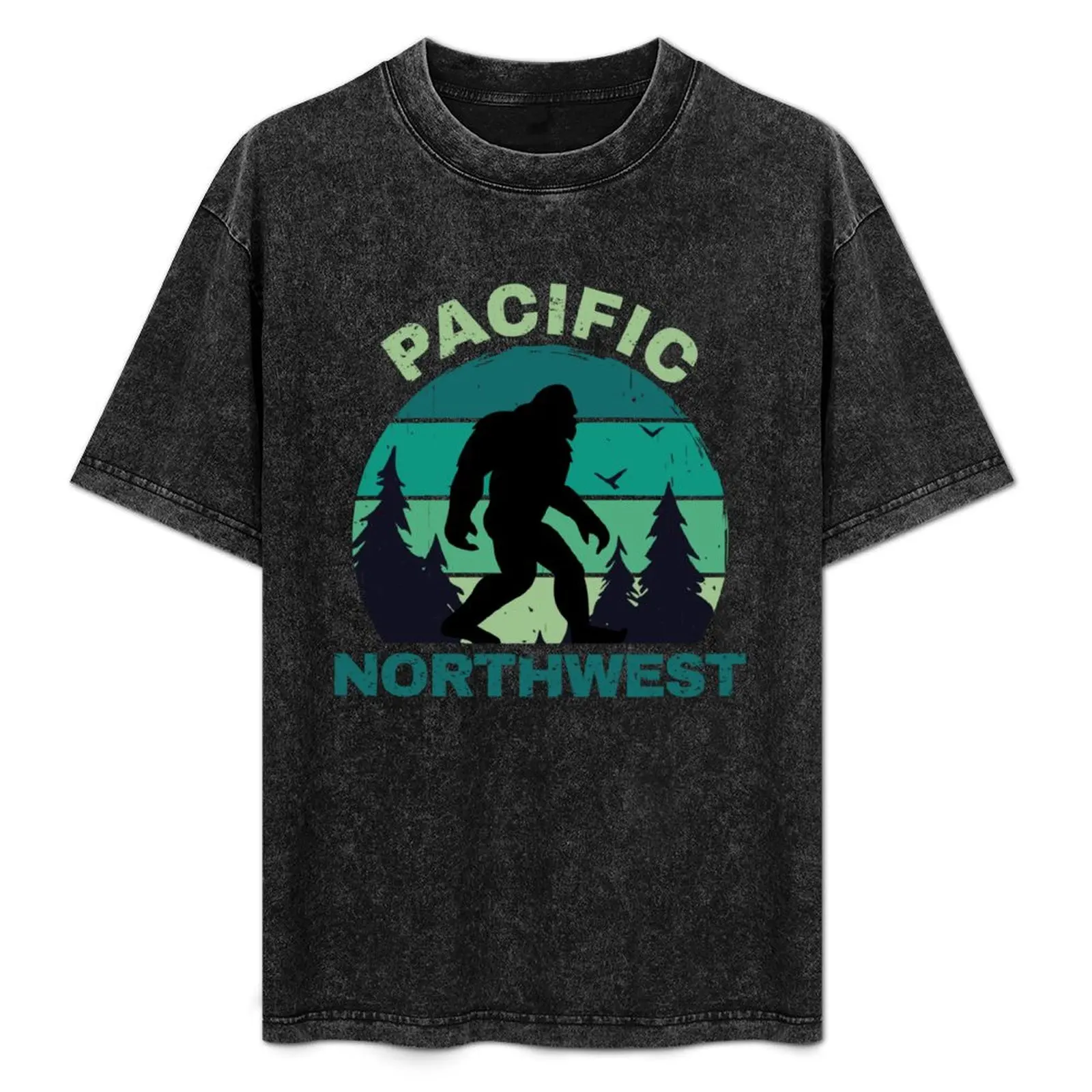 

Футболка Pacific Northwest Bigfoot Retro Sunset, свободная повседневная футболка с короткими рукавами