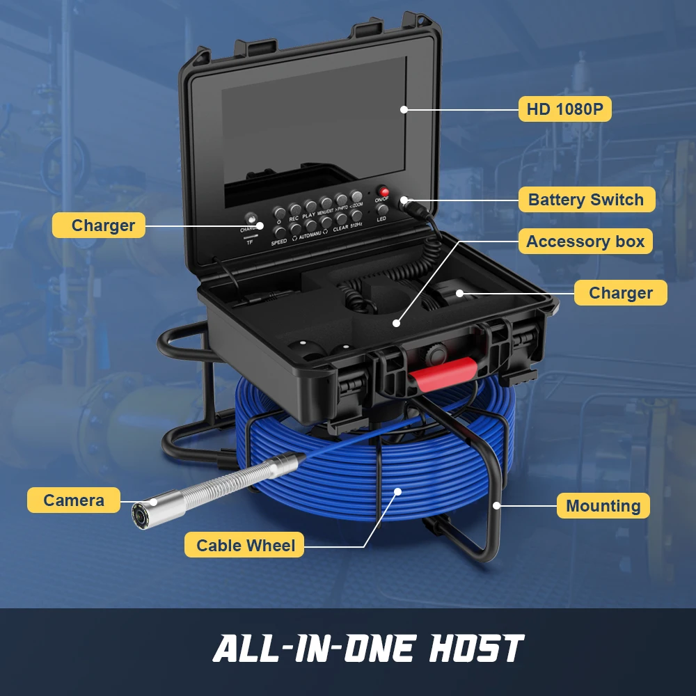 9in Ultra HD DVR Distance Counter Sewer Pipe Inspection Camera 17mm Video Camera,Drain Industrial Endoscope