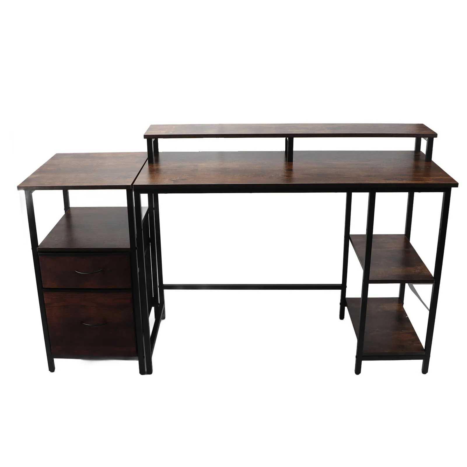 

Home Office Computer Desk Industrial Computer Table Vintage Computer Desk with Raised Shelf for Home Office