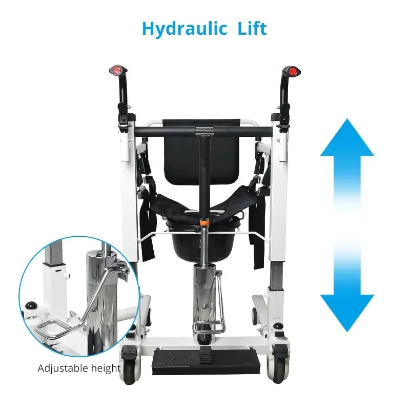OBMLift Paralyzed Elderly Hydraulic Lift Shift Tool Multifunctional Hydraulic Transfer Toilet Chair Elderly Disabled