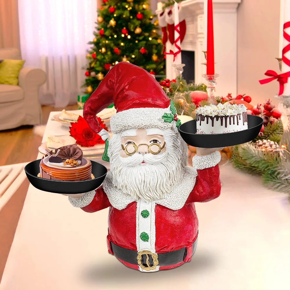 Resin Material Treats Holder Santa Design Holding Tray Fruit Bowl Rack Multi-Layer Rack Snowman Shape Candy Display Tray