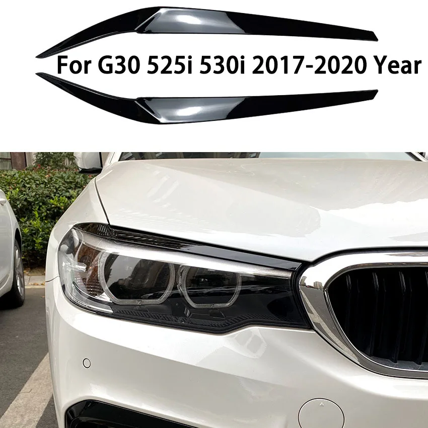 

2Pcs Car Headlight Lamp Eyebrows Cover Trim Stickers For BMW 3 Series G30 525i 530i 2017-2020 Year