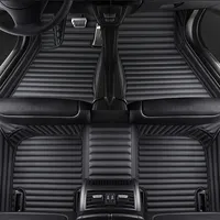 Custom Stripe Nappa Leather 5D Car Floor Mats for BMW 5 Series E39 1995-2004 E60 F10 G30 2017-2022 Interior Accessories Carpet