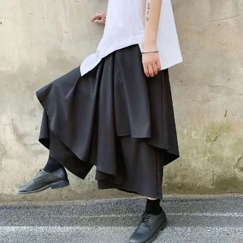 Harem Larga Outono Irregular Pants Patchwork Culottes Calças Homens Perna Dança Hip Hop Corredores Mulheres Haruku Japo