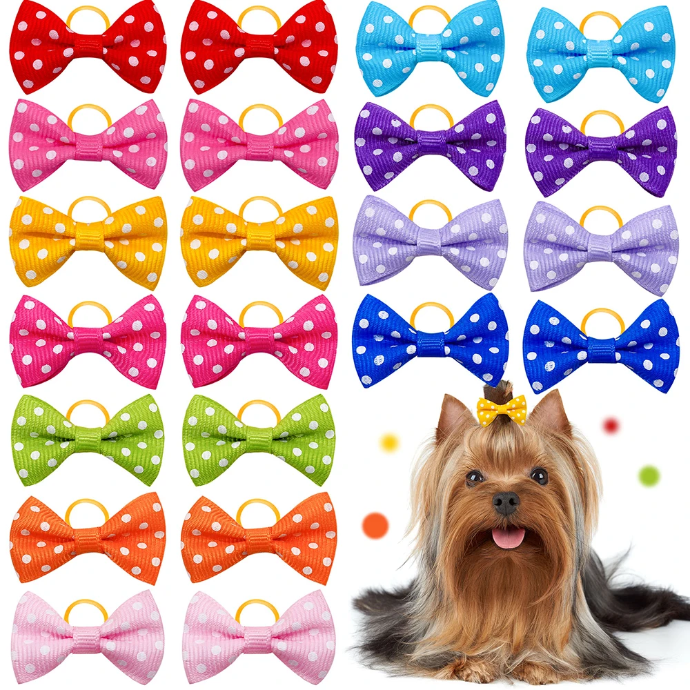 10PCS Pet Dog Hair Bows with Rubber Bands Dog Colorful Decorate Product for Small Dogs Puppy Pet Supplies Dog Hair Accessories