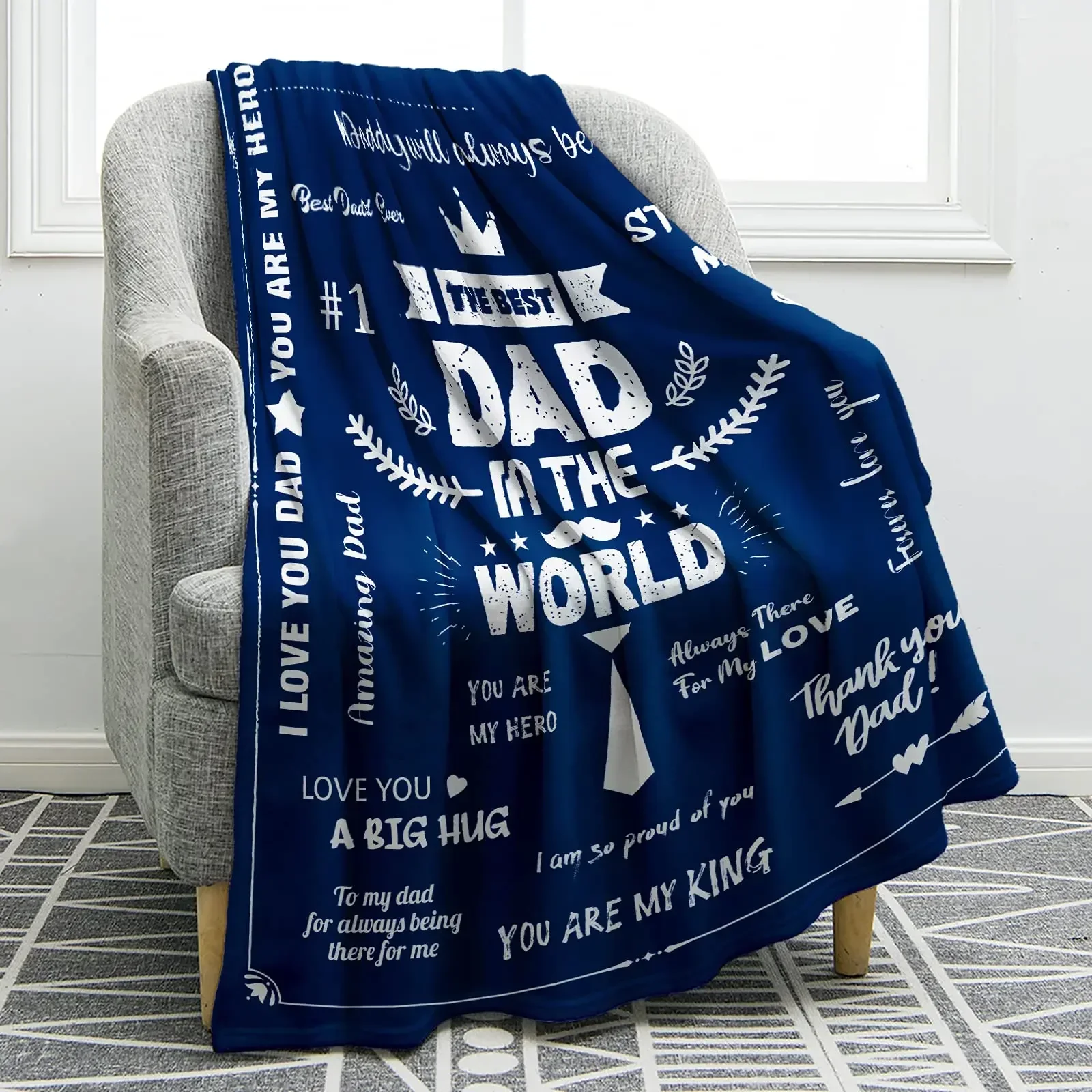 Dad Blanket The Best Dad Throw Blanket Soft Warm for Father Daddy Papa Pappy Grandpa Men Gift for Fathers Day Birthday Christmas