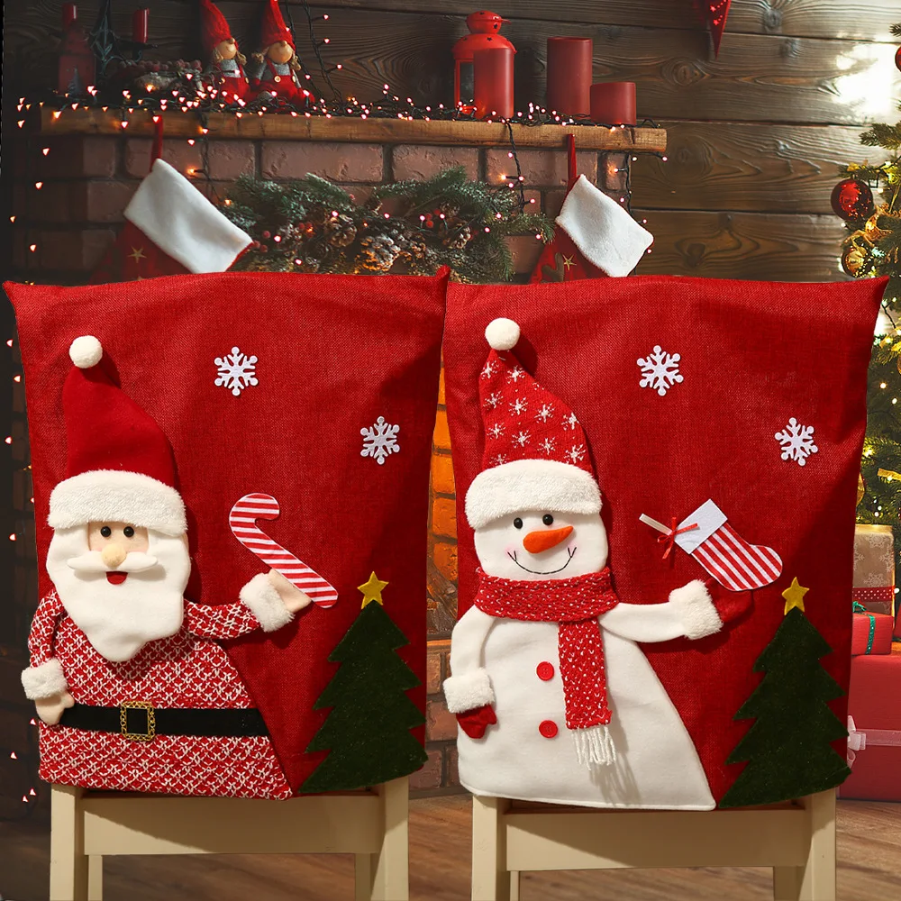 

6pcs Christmas Decoration Elk Santa Claus Chair Cover for Home Dining Room Party Kitchen Banquet Hotel Decor