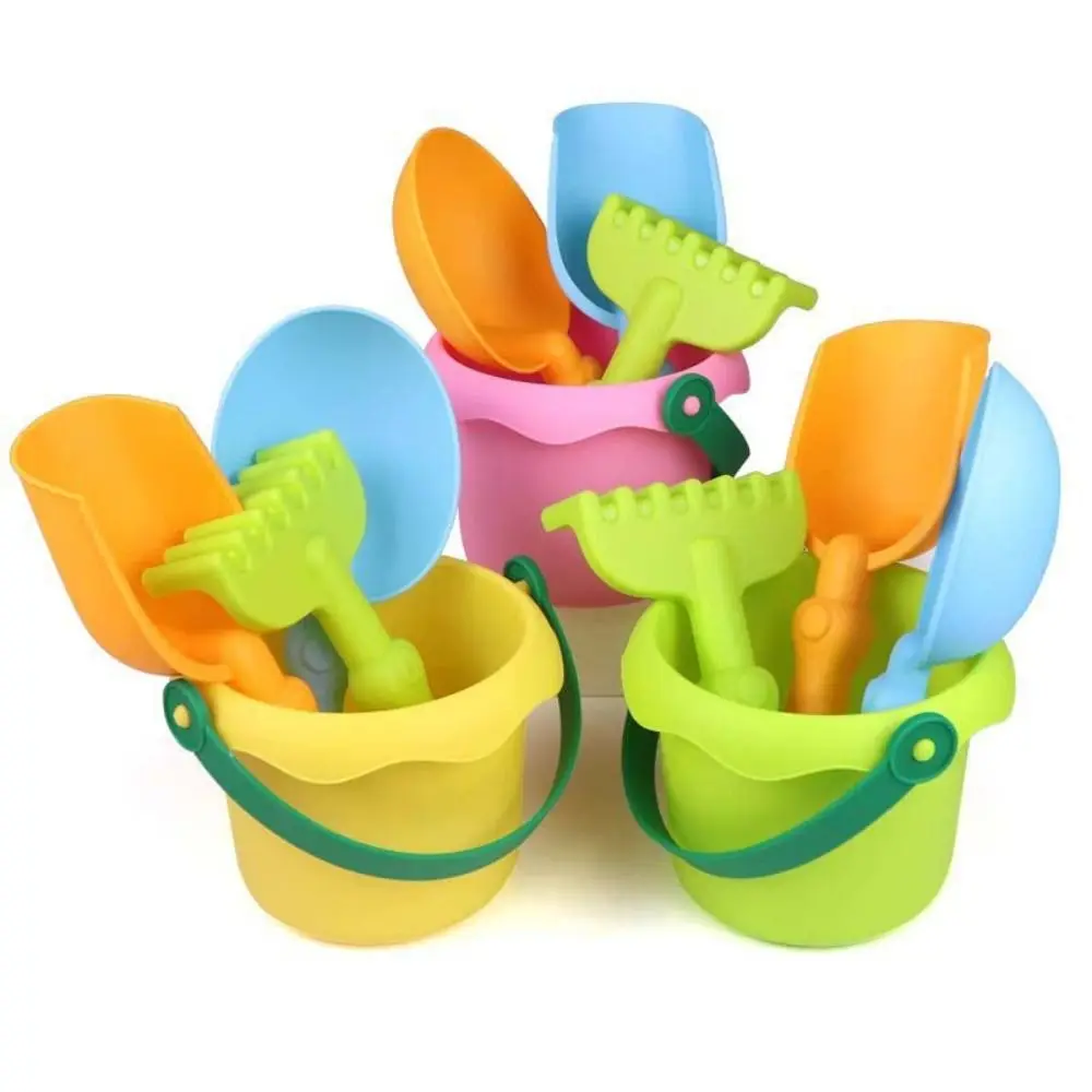

Creative Multicolor Beach Toy Set Smooth Wear-resistant Sand Shovel Durable Soft Plastic Beach Bucket Outdoor Game