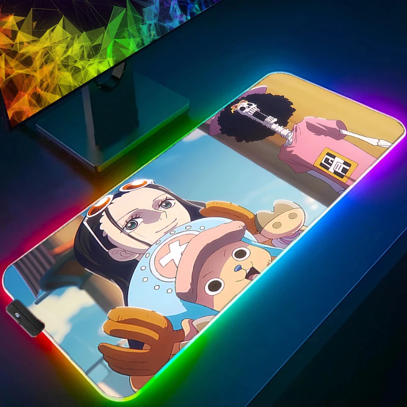 RGB светодиодный коврик для мыши, офисный настольный коврик, цельный коврик для компьютерной игры, резиновый коврик для клавиатуры в стиле аниме, аксессуары для ПК, коврик для мыши, коврик для планшета
