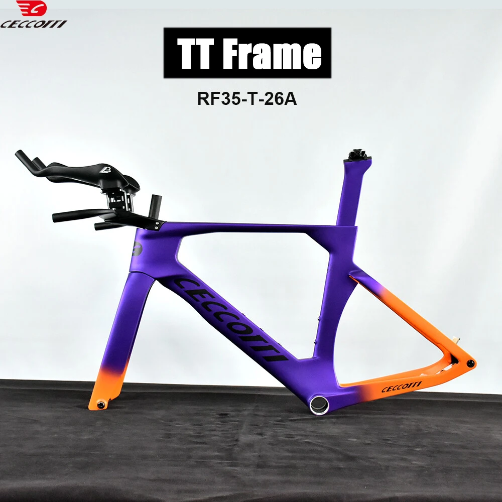 CECCOTTI New T47 Carbon Fiber Time Trial Frame Set Disc carbon TT bike frame Integrated Cables TT Bike Frameset