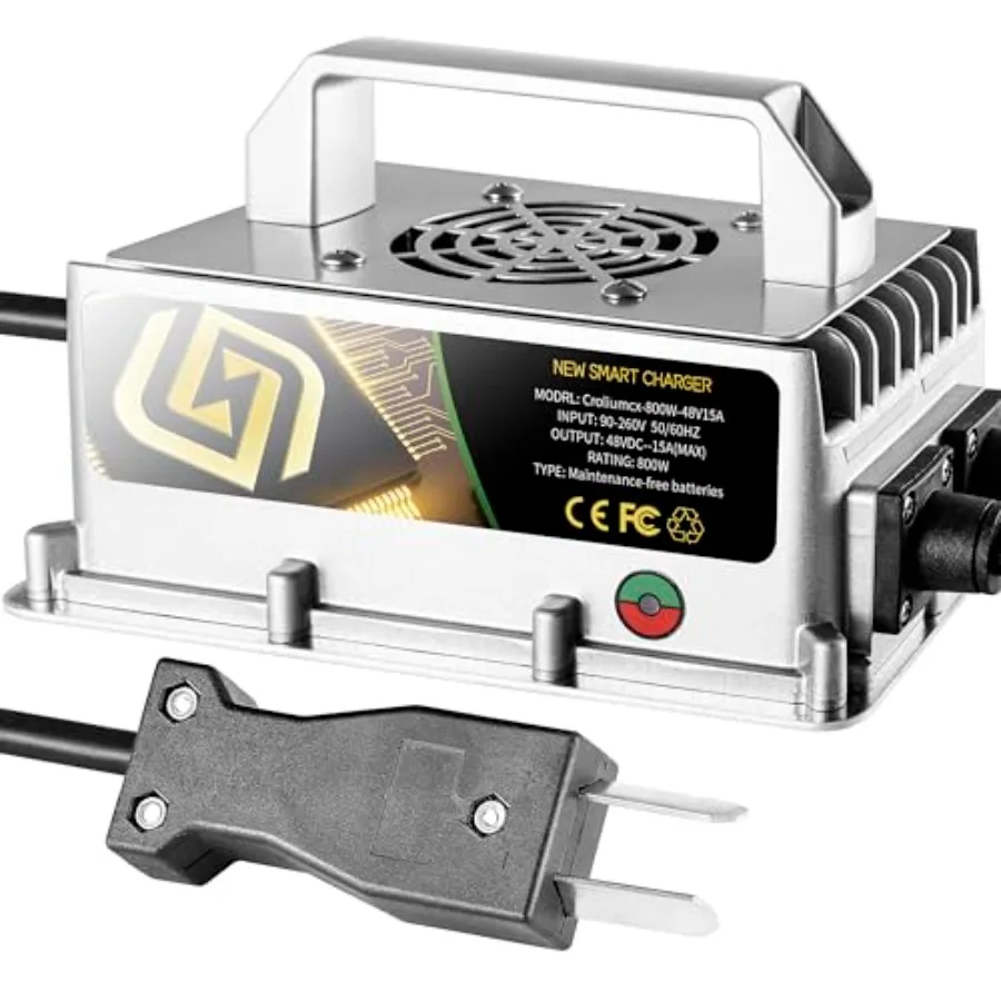 

48 В, 15 А, алюминиевый литой, широкое напряжение, зарядное устройство для гольф-кара, соответствующее 2-контактное зарядное устройство для вилки Crowfoot, заряжает аккумулятор 48 В Go