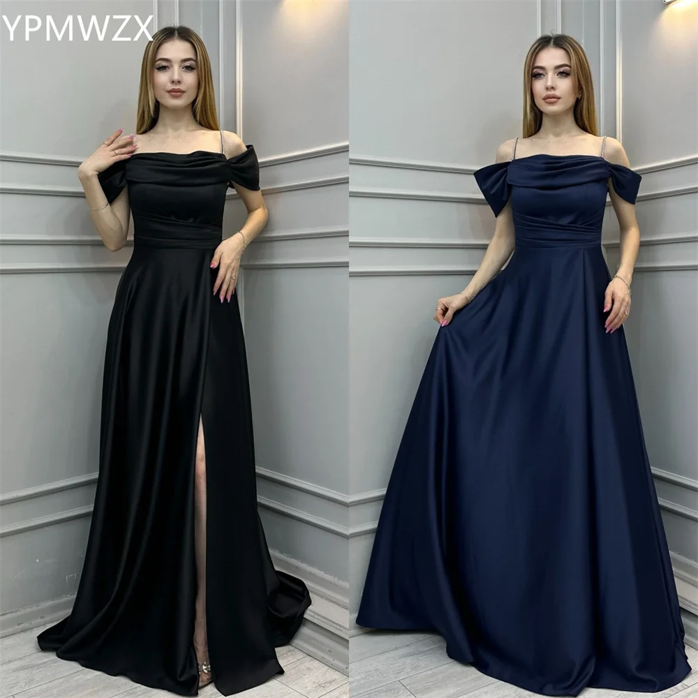 

Customized Evening Dress Party Occasion Prom Gown Women YPMWZX Off-the-shoulder A-line Floor Length Skirts Draped Shirred Bespo