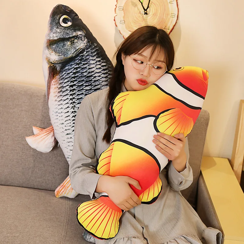 30cm Lifelike Simulation Fish Plush Toys Soft Stuffed Animal Silver Carp Bream Pillow for Pet Dog Creative Toys Xmas Gift