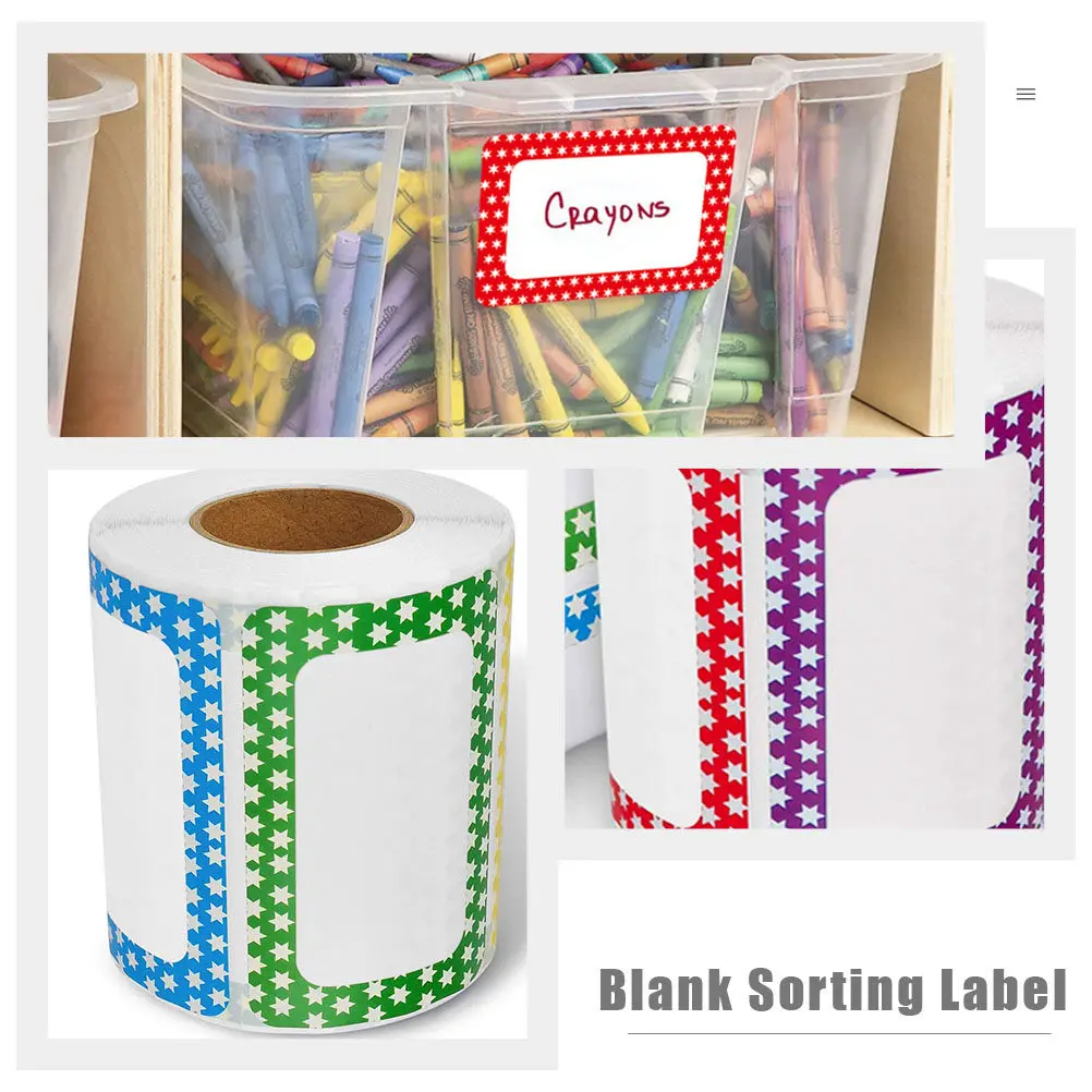 

Blank Sorting Tag Stickers 1 Roll Multipurpose Self-Adhesive Label Stickers for Classroom Dormitory Fridge Pantry Office
