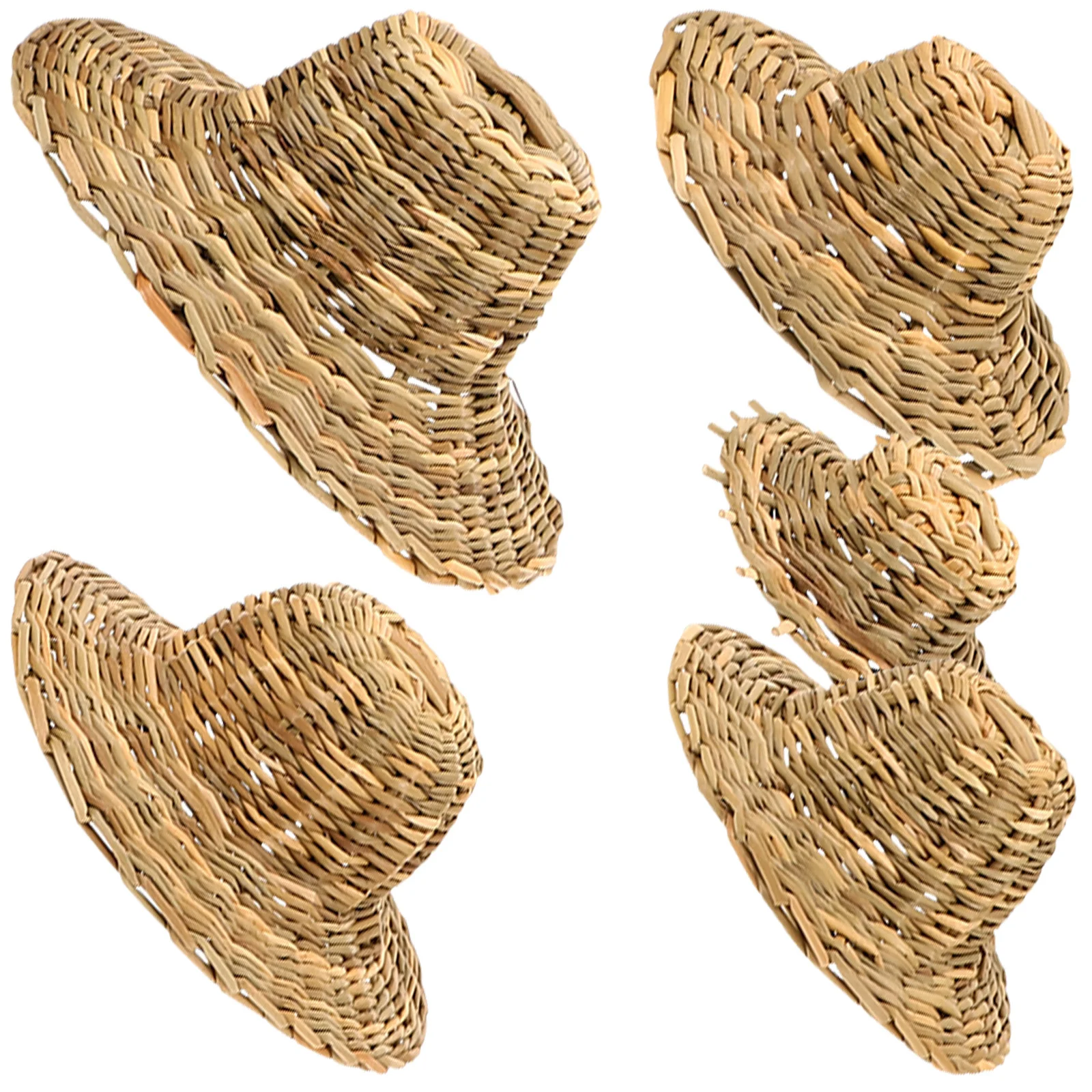 5Pcs Mini Woven Straw Hats Small Sombrero Craft Hats for Gift Desktop Decor Photo Props Mini Straw Hat Small Sombrero Hat