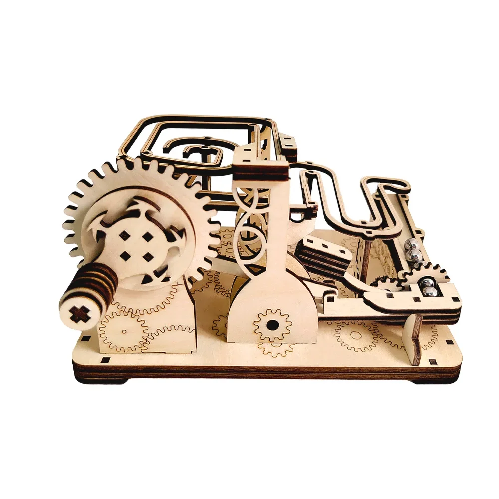 3D Wooden Puzzle Toy Mechanical Track Ball Model Assembly Toy Jigsaw DIY Throwing Tool Building Kits for Boys Teens Gift