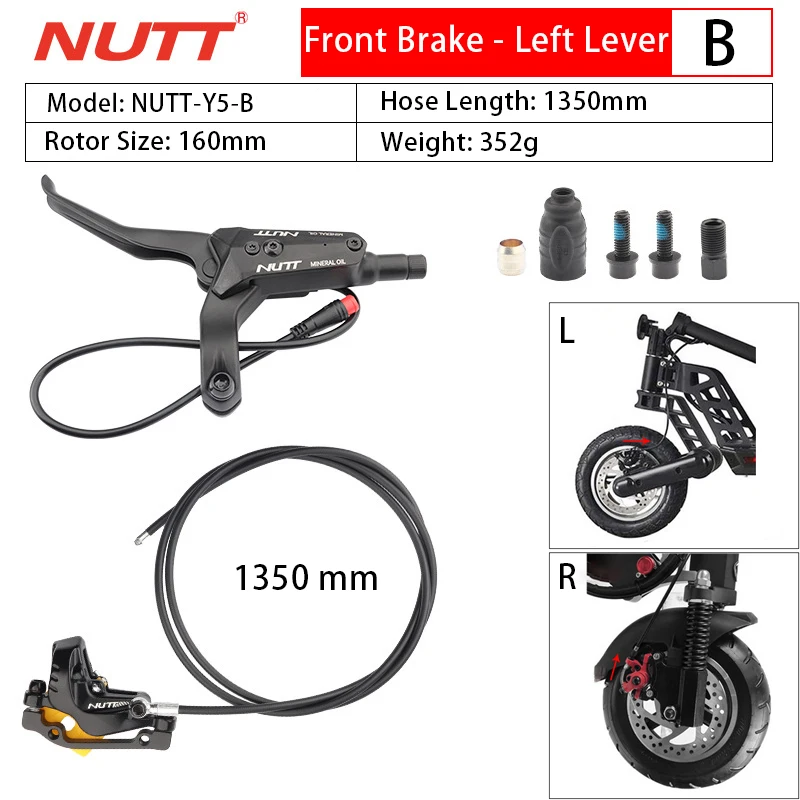 NUTT 4-Kolben-Hydraulikabschaltbremse E-Bike und Elektroroller Scheibenbremse für Zero 10X/11X, Vsett 10+/9+, Kaabo Wolf Warrior 11
