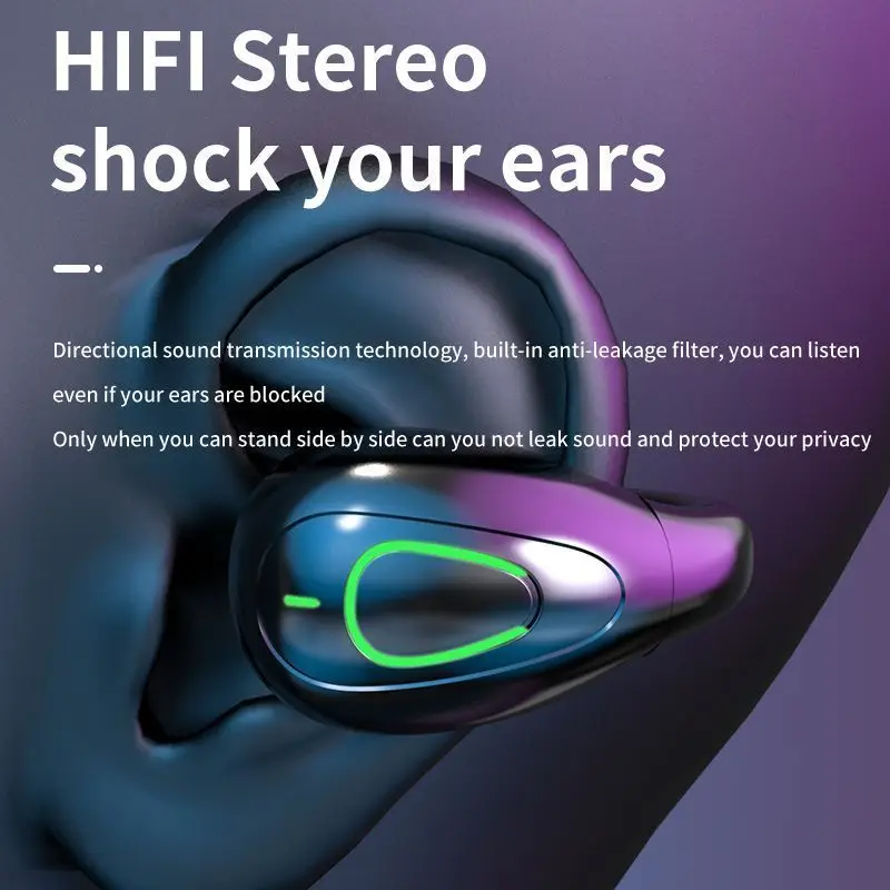 Ear Clip Wireless Headphones TWS Bluetooth 5.3 Headset Waterproof HiFi Stereo Sports Earphones with Microphone for Xiaomi iPhone