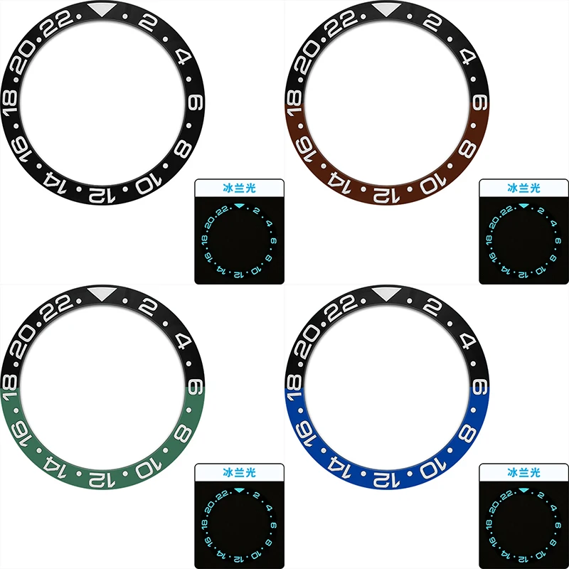 

38mm Curved Ceramic Blue and Green Luminous Bezel Insert Ring Fit SKX007 SKX009 SRPD GMT SUB Watch Case Watch Ring Refit Parts