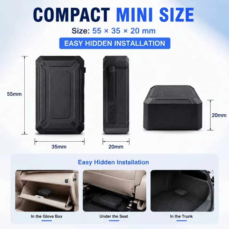 Niuvith Mini 4G LTE GPS Vehicle Tracker, Real-Time Tracking, Anti-Theft Alert, IP65 Waterproof, Free APP for Cars & Fleets