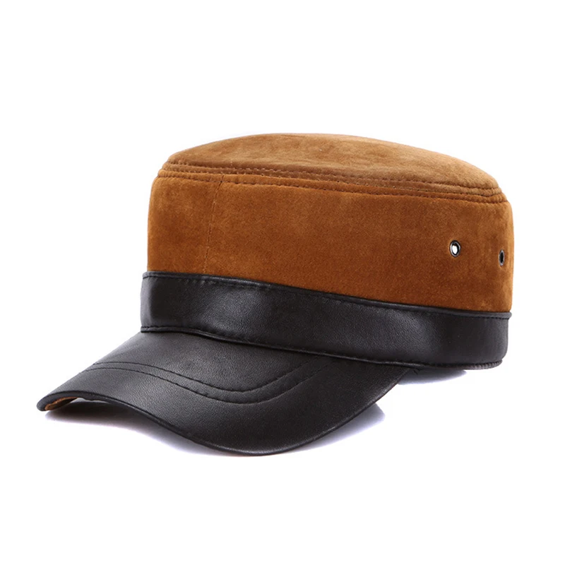 2024 Unisex Real Sheepskin Leather Caps Casual Real Natural Sheep Skin Leather Baseball Hats New Fashion Fall Winter Leather Hat