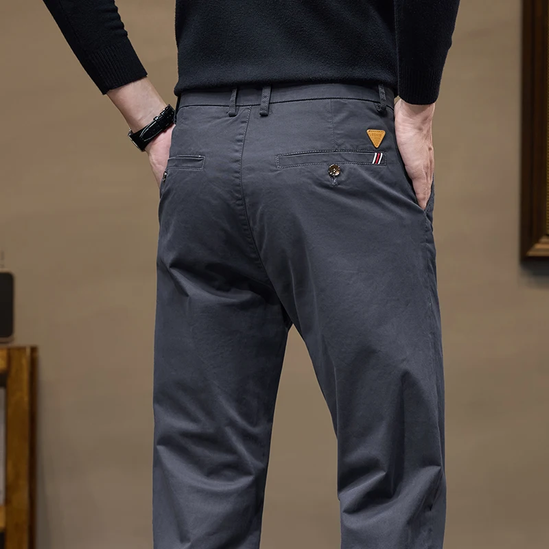 Pantalones de trabajo elásticos para hombre, pantalón informal, Delgado, Regular, moda coreana, primavera, otoño e invierno, nuevo diseño, 2024