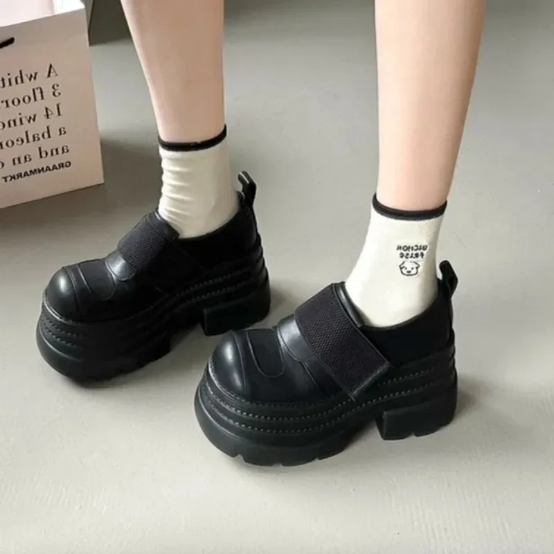 

Women Platform Shoes Punk Style Gothic Shoes Round Toe Thick Soled Single Shoes Fashion Leather Casual Footwear Zapatos De Mujer