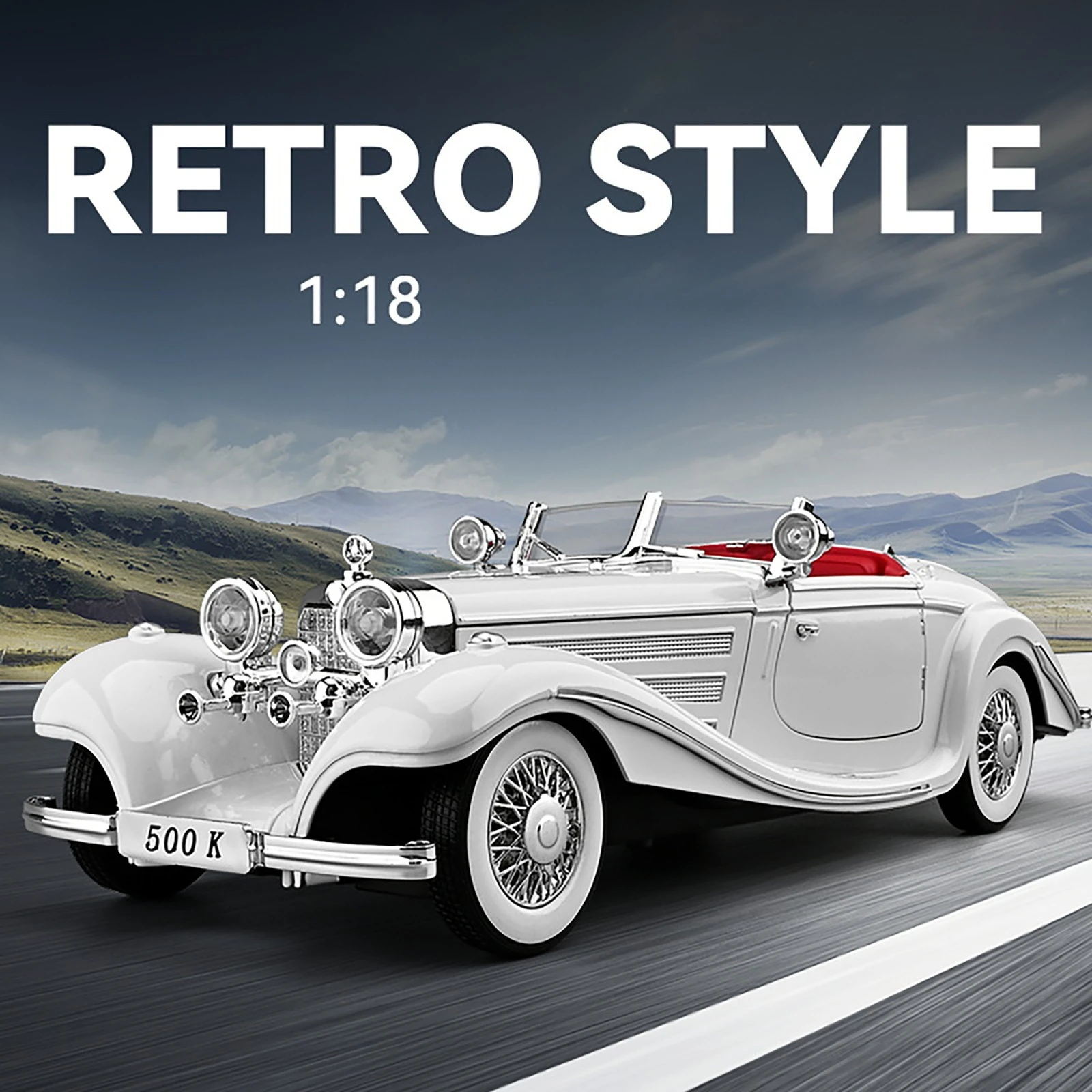 1:18 Mercedes-Benz 500K 1936 Alloy Model Car Toy Diecasts Metal Casting Sound and Light Car Toys For Children Vehicle