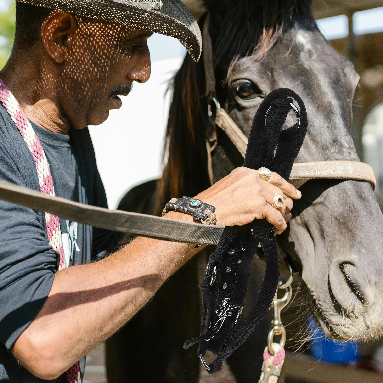 

Adjustable Padded Rope Set For Equestrian Training Durable Breakaway Design Large Mini Nylon Harnesses Equestrian Training