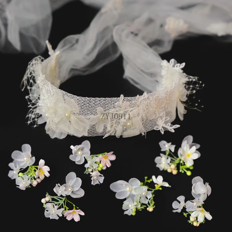 الفرنسية الزفاف رئيس زهرة ريشة الأميرة شكل سوبر الجنية إكسسوارات الشعر الغلاف الجوي حديقة الحجاب