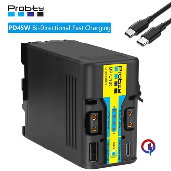 Probty BP-U100 BP-U30 U60 U65 U90 배터리, PD45W 고속 충전, 소니 EX260 EX280 Z280 FS5 7 FX6 Z190 EX1R EX200, 6800mAh