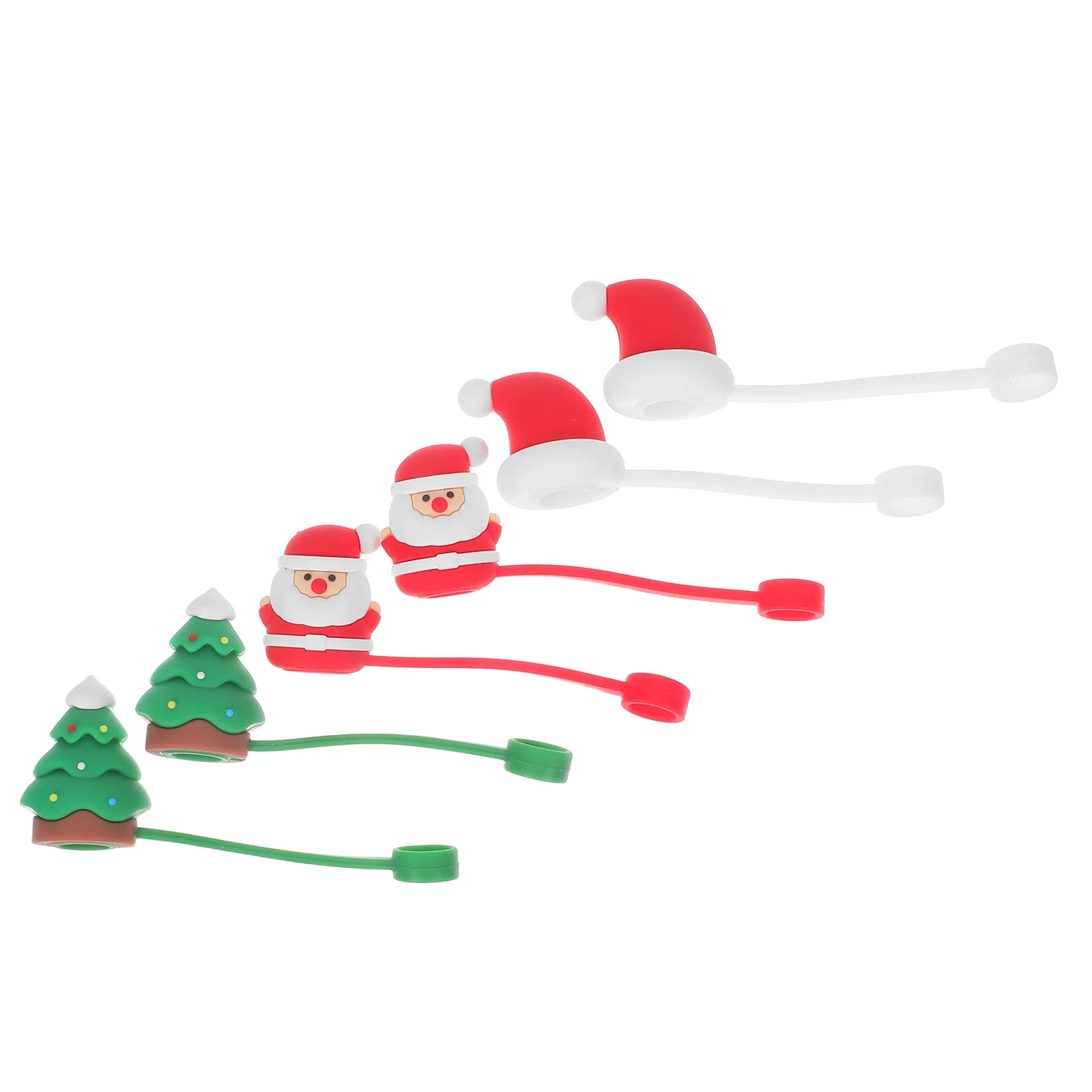

6Pcs Christmas Straw Covers Silicone Cartoon Animal Tips for 10Mm Metal Straws Tumbler Decorative Stopper Party Favor Accessory