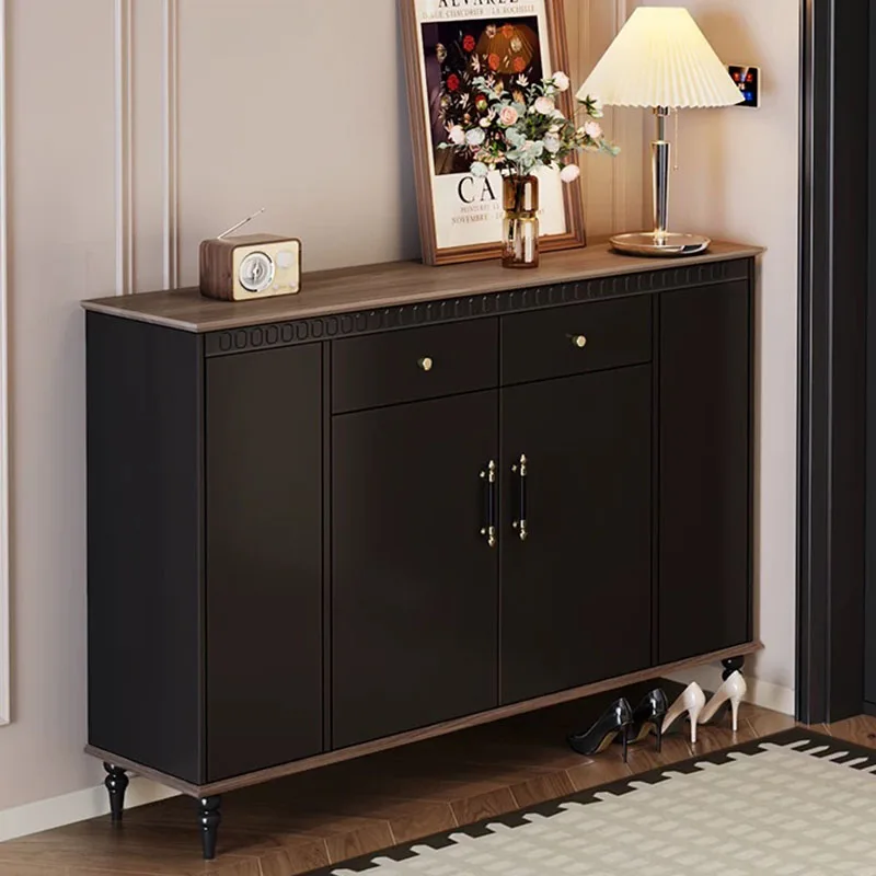 Luxury Wooden Shoe Cabinet Organizer Mobile Storage Living Room Display Designer Shoe Shelf Modern Zapatero Entrance Furniture