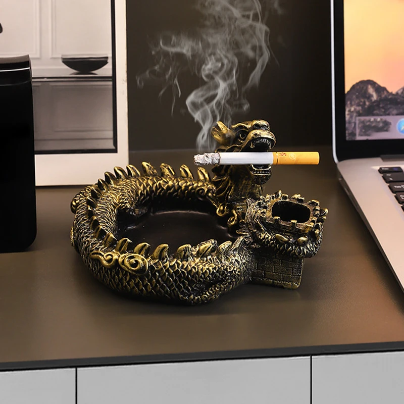 

2025 New Chinese style Panlong Ashtray Living Room Home Study Office High end Ashtray Creative Decoration Home Accessories