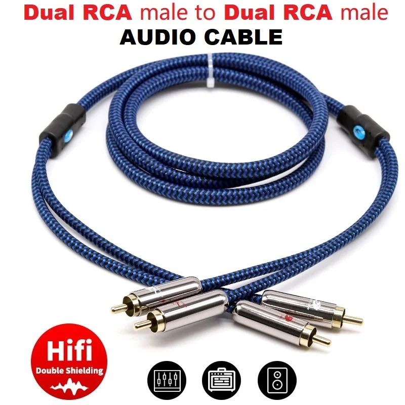 

Dual RCA Male to 2 x RCA Male Audio Cable for Amplifier DVD CD Player TV Subwoofer Preamp Speaker Home Theater Shielded Cords