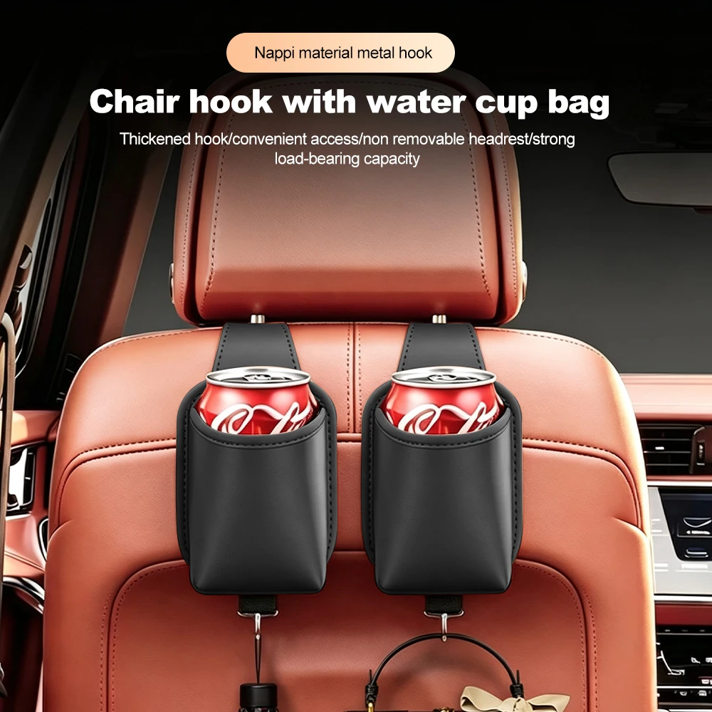 KEBIDUMEI Car Rear Seat Hanging Drink Holder Seat Back Cup Holder Hook Organizer Box Universal Water Cup Box Storage Rack Pocket