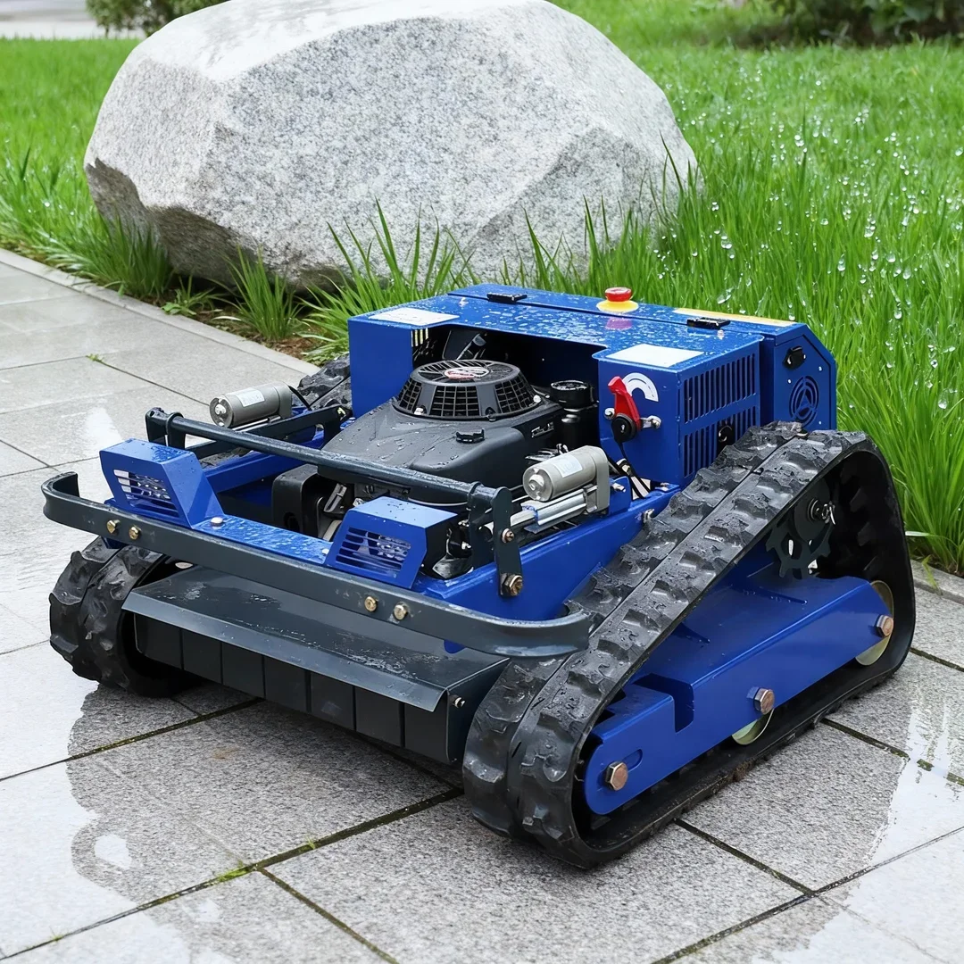 

Customized Self Propelled Rotary Tracked Lawn Mower 4-Stroke Cordless All Terrain Remote Control Garden Lawn Robot