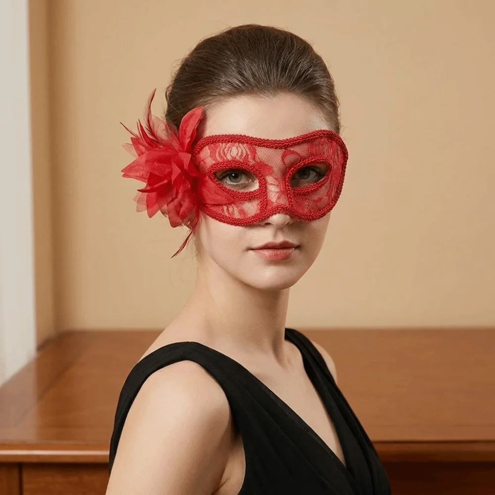 Flower Half-Face Mask Seductive Style Cosplay Feather Mask Fancy Prom Masquerade Halloween Festival Party Mask Women's Event