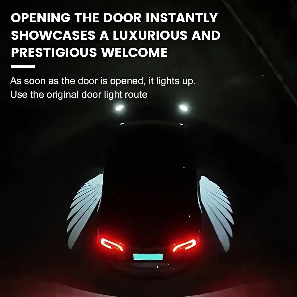 New Angel Wings Welcome Light For Tesla Model Y 3 Highland Side Rearview Mirror Projector Light Ambient Lighting Car Accessories view 5