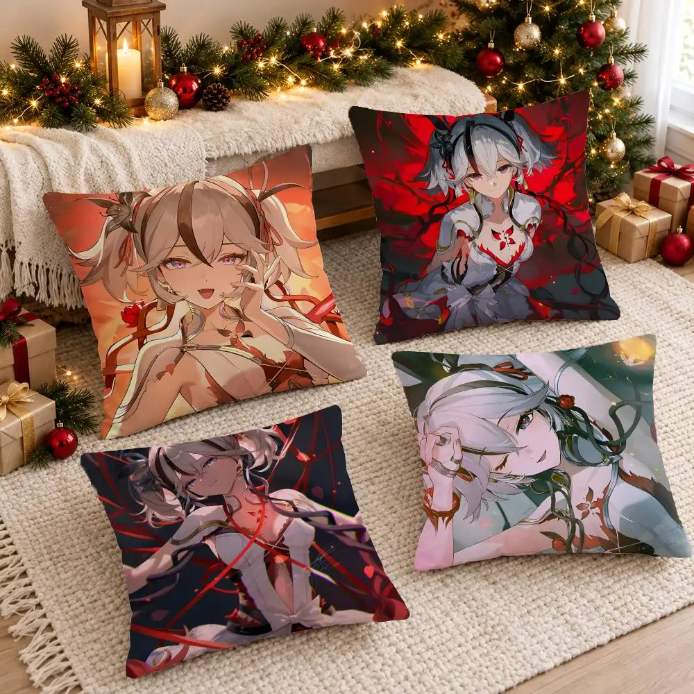 Alluring Wild Game W-Wuthering Waves Camellya Cushion Cover Sofa Living Room Home Decor Invisible Zipper Anti-dustmite Shell