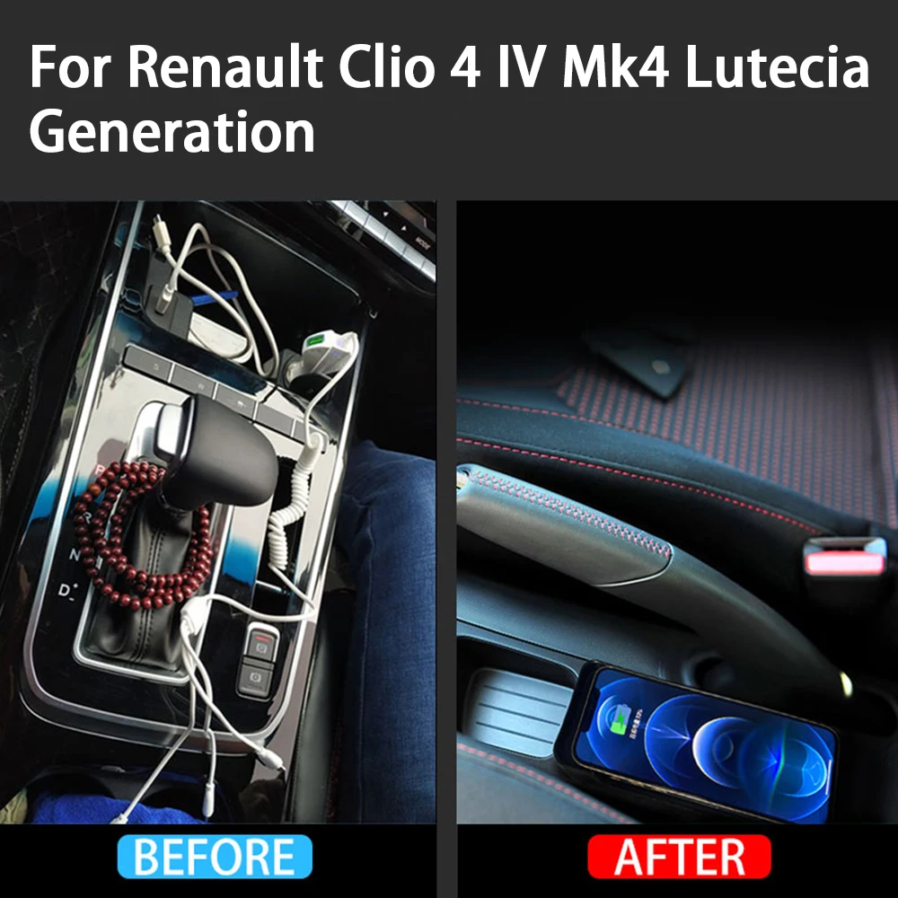Car Wireless Mobile Phone Charger Center Console Storage QI 18W iPhone fast charge for Renault Clio 4 IV Mk4 Lutecia Generation