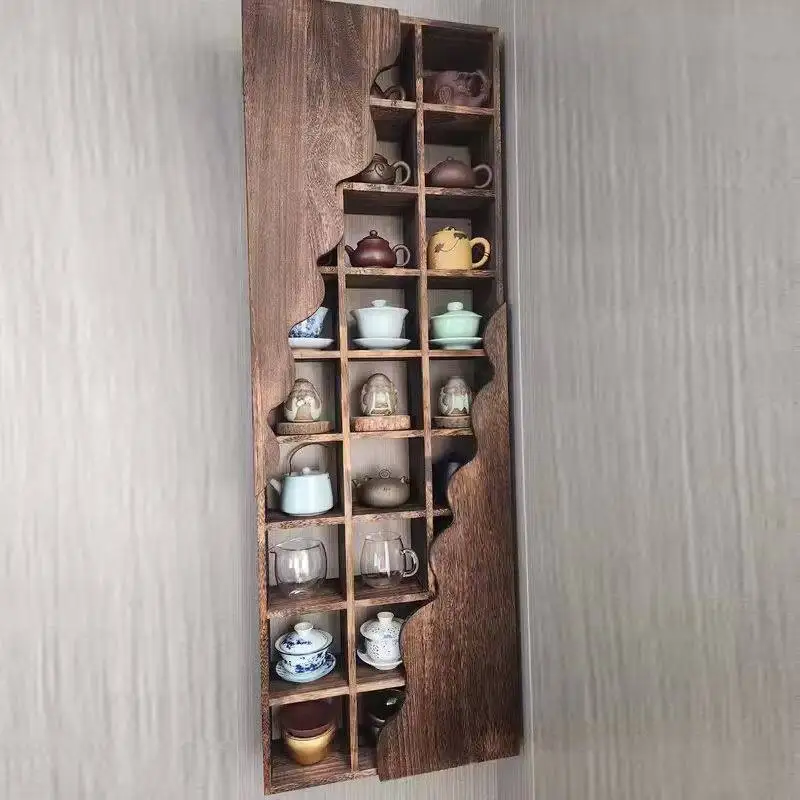 New antique auspicious cloud magnetic cover Chinese solid wood Bogu frame household large-capacity multi-grid storage rack