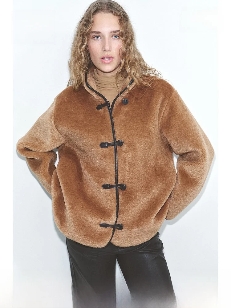 

Женский короткий кардиган H&M, летний, с воротником-стойкой, свободный крой, модный, повседневный, пушистый, теплый, 1246402, 100% полиэстер