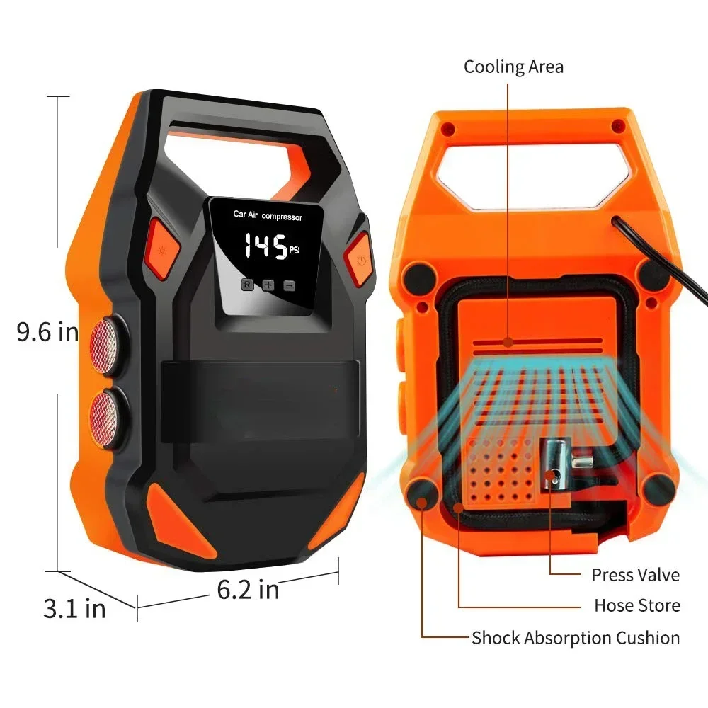 12 V Digital Tire Inflator Car Portable Air Compressor Pump with Digital Pressure Gauge, Perfect for Cars, Cars and Bikes