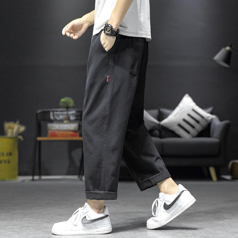 

Мужские повседневные брюки в американском ретро-стиле, прямые, укороченные (9/10), осенние, новые, свободные спортивные брюки-карго