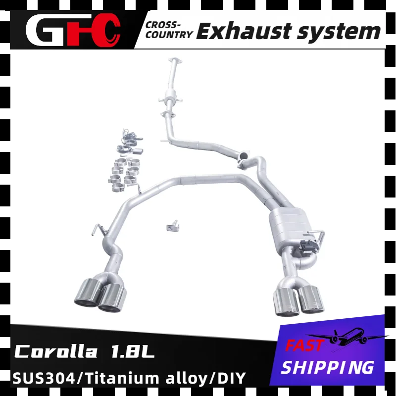 

Высокопроизводительная выхлопная система GFC catback из нержавеющей стали SUS304, глушитель с электронным клапаном и 4 насадками для Toyota Corolla 1.8L 2008-2017 годов.