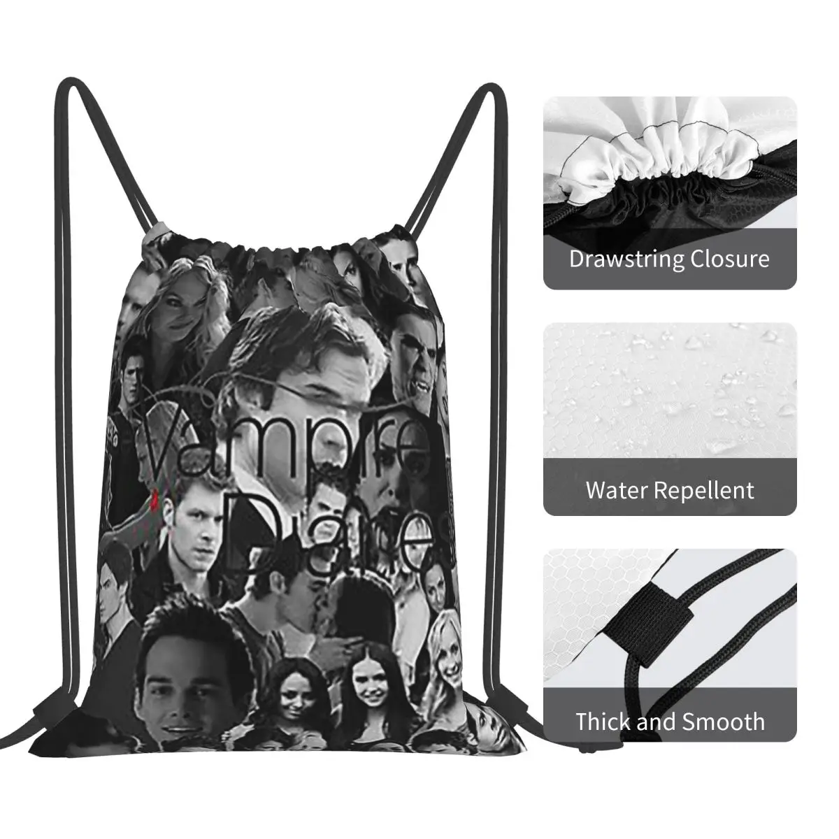 Vamp Collage Backpacks Fashion Portable Drawstring Bags Sports Bag Book Bags For Man Woman Students