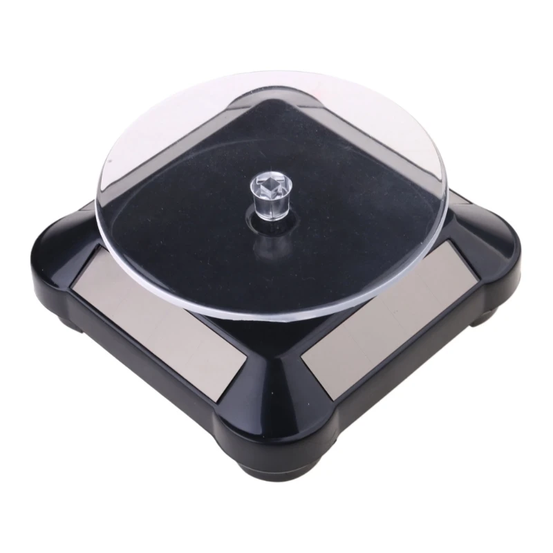 Rotating Display Stand 360 Degree Solar Power Rotating Turntable Display Stand for Photography Show Black Silver White